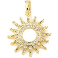 Pendentifs en laiton micro pave zircon cubique, charme soleil, plaqué or 18K