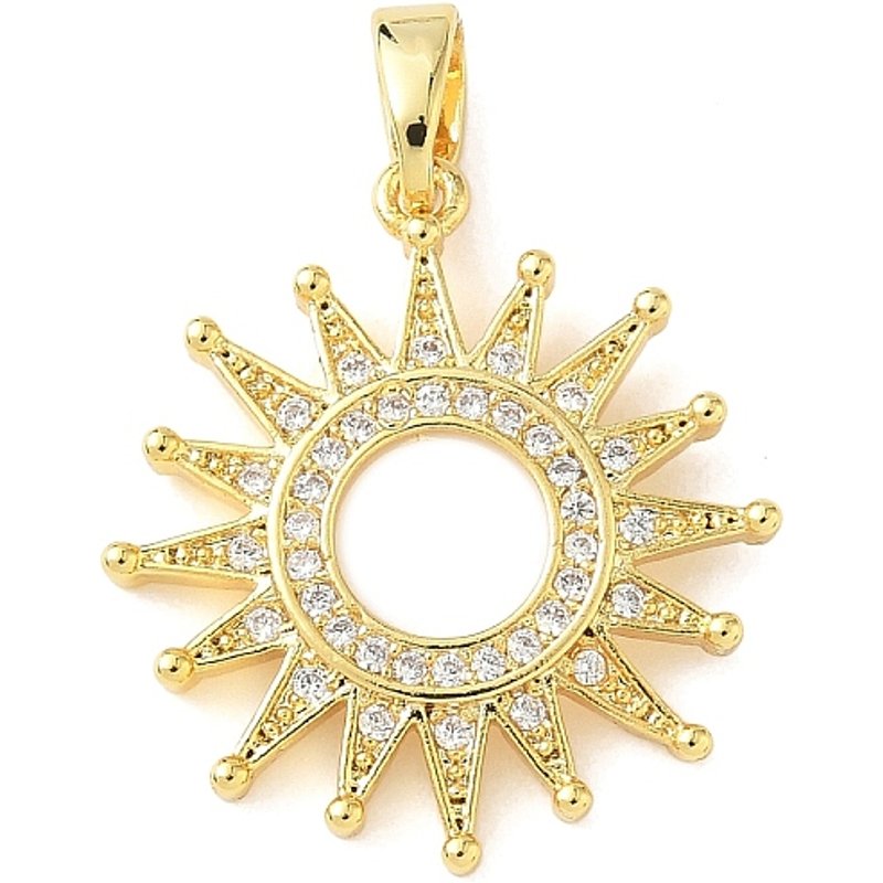 Pendentifs en laiton micro pave zircon cubique, charme soleil, plaqué or 18K — Breloques et pendentifs