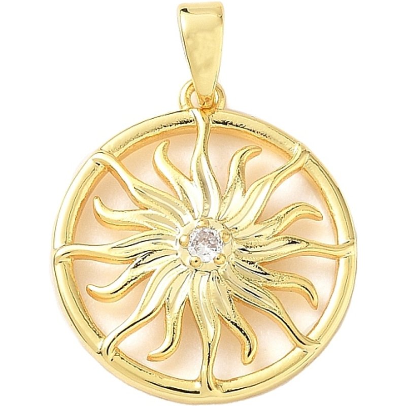Brass Micro Pave Cubic Zirconia Sun Charms, 18K Gold Plated — Charms & Pendants