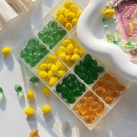 Perles en verre transparent, citron, couleurs mélangées, 14x10x9mm — Perles à bijoux
