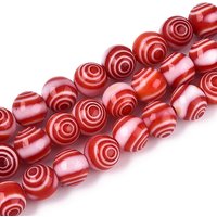 Handmade Millefiori Glass Round Beads Strands, FireBrick, 8mm — Jewelry Beads