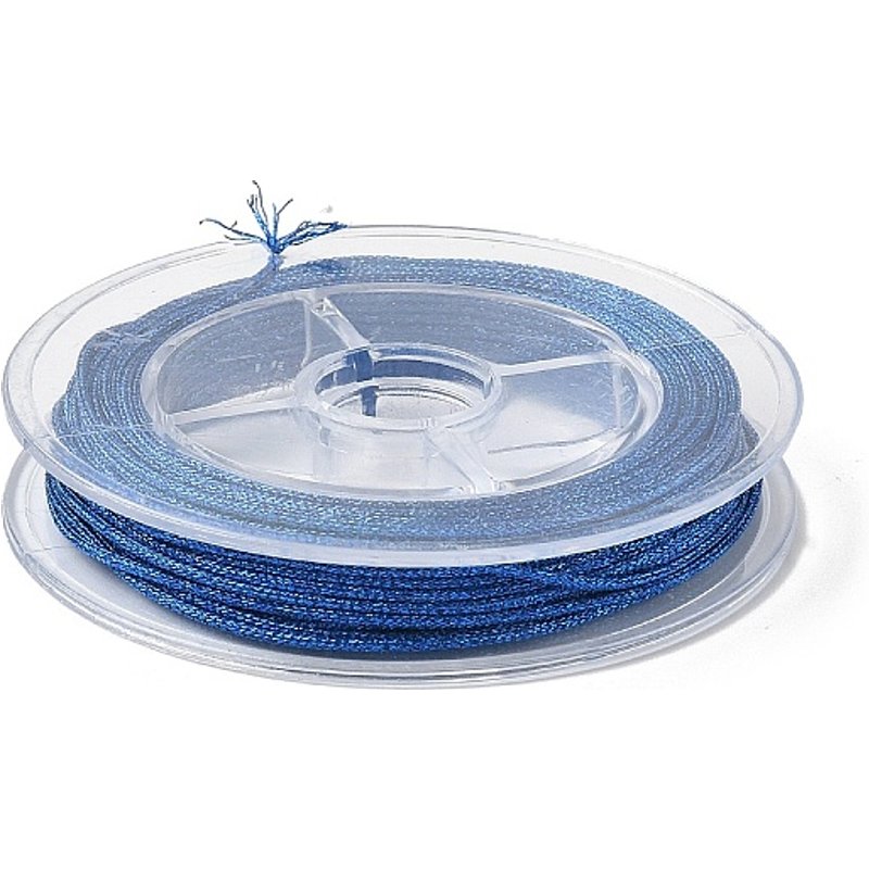 Corde Métallique en Polyester avec Fil de Poisson, Bleu Moyen, 1mm