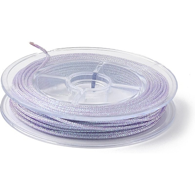 Corde Métallique en Polyester avec Fil de Poisson Intérieur, Ronde, Lilas, 1mm — Chaînes, fils et cordons