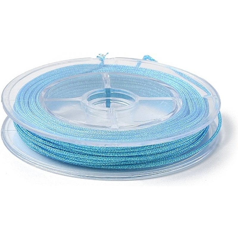 Corde Métallique en Polyester avec Fil de Poisson, Bleu Ciel Clair, 1mm