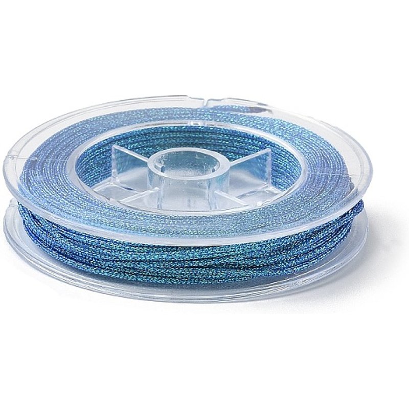 Corde Métallique en Polyester avec Fil Intérieur en Poisson, Bleu Cornflower, 1mm