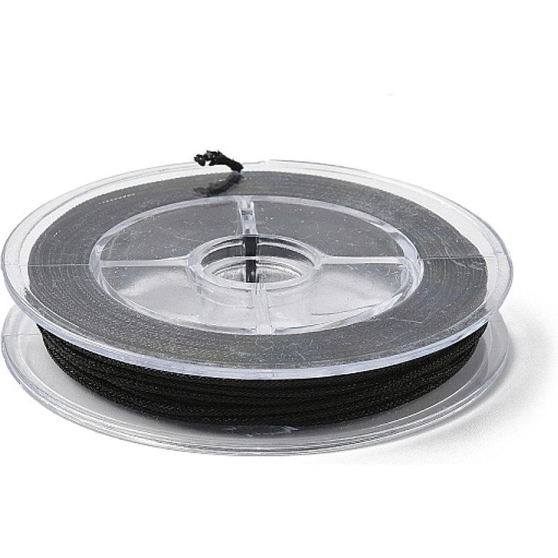 Corde Métallique en Polyester avec Fil de Poisson, Ronde, Noire, 1mm
