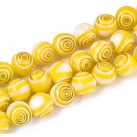Fil de perles rondes en verre Millefiori fait main, or, 8mm