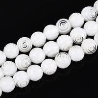 Fil de perles rondes en verre Millefiori fait main, blanc, 8mm — Perles à bijoux