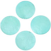Natural Capiz Shell Connector Charms, Pale Turquoise, 49x1mm