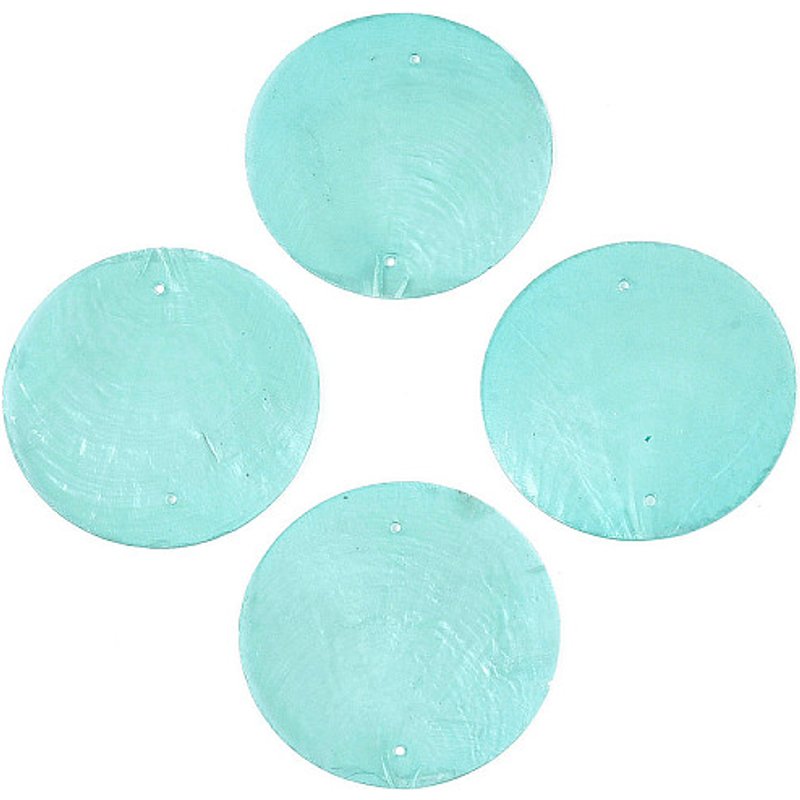 Natural Capiz Shell Connector Charms, Pale Turquoise, 49x1mm — Charms & Pendants
