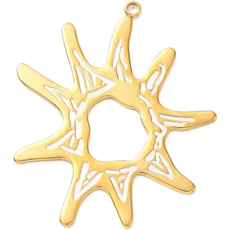 Pendentif en Acier Inoxydable 304 Soleil Doré avec Émail — Breloques et pendentifs