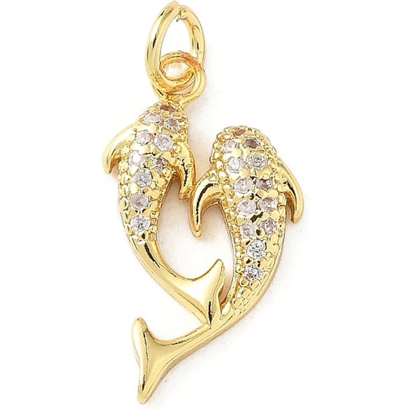 Brass Micro Pave Cubic Zirconia Fish Pendant with Jump Ring — Charms & Pendants
