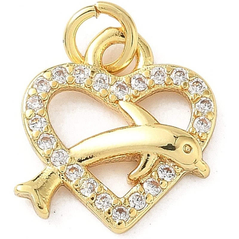 Charm en laiton micro pave dauphin avec anneau de saut