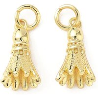 Brass Badminton Charms with Jump Ring, Golden Finish — Charms & Pendants