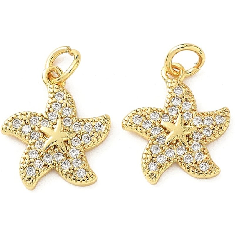 Charm en laiton micro pavé zircon cubique en forme d'étoile de mer avec anneau — Breloques et pendentifs