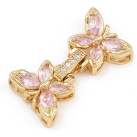 Brass Micro Pave Cubic Zirconia Butterfly Fold Over Clasps — Jewelry Findings
