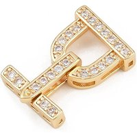 Brass Micro Pave Clear Cubic Zirconia D-Shaped Fold Over Clasps — Jewelry Findings