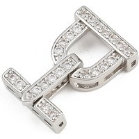 Brass Micro Pave Clear Cubic Zirconia D-Shaped Fold Over Clasps — Jewelry Findings
