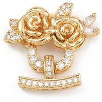 Brass Micro Pave Clear Cubic Zirconia Flower Fold Over Clasps — Jewelry Findings