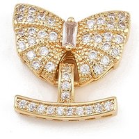 Brass Micro Pave Clear Cubic Zirconia Fold Over Clasps Bowknot — Jewelry Findings