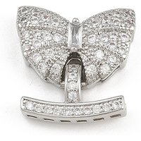 Brass Micro Pave Clear Cubic Zirconia Fold Over Clasps Bowknot 18mm — Jewelry Findings