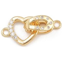 Brass Micro Pave Clear Cubic Zirconia Heart Interlocking Clasps — Jewelry Findings