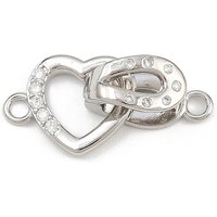 Brass Micro Pave Clear Cubic Zirconia Heart Interlocking Clasps — Jewelry Findings