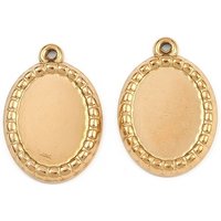 304 Stainless Steel Oval Pendant Cabochon Settings, 18K Gold Plated — Jewelry Findings