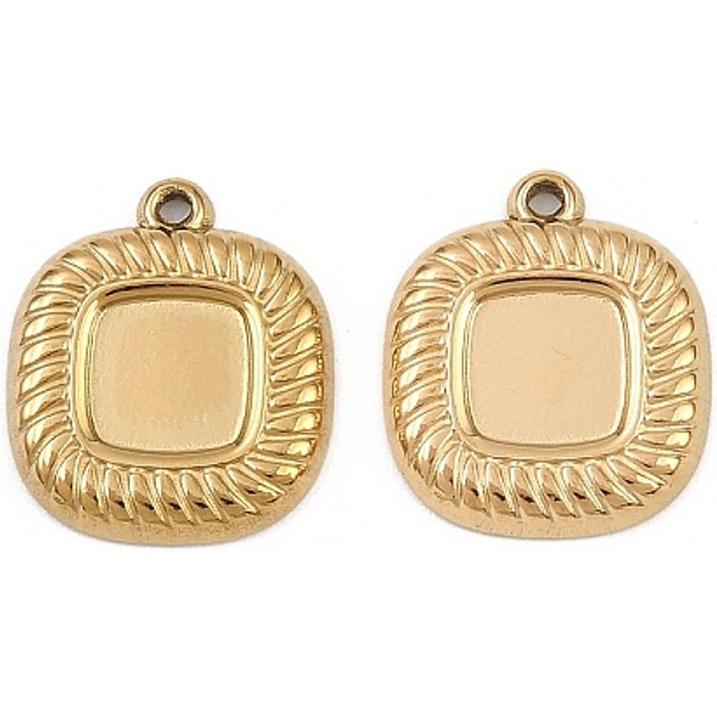 Réglages de Pendentif Cabochon Carré en Acier Inoxydable 304, Plaqué Or 18K — Accessoires pour bijoux