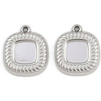 304 Stainless Steel Square Pendant Cabochon Settings — Jewelry Findings