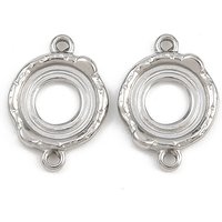 304 Stainless Steel Connector Cabochon Settings, Flat Round Links — Jewelry Findings