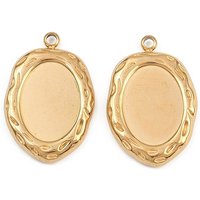 Réglages de cabochon ovale en acier inoxydable 304, plaqué or 18K