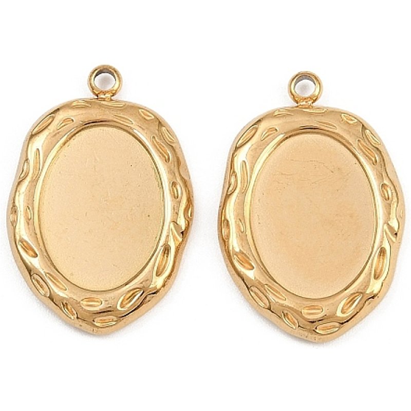 Réglages de cabochon ovale en acier inoxydable 304, plaqué or 18K — Accessoires pour bijoux