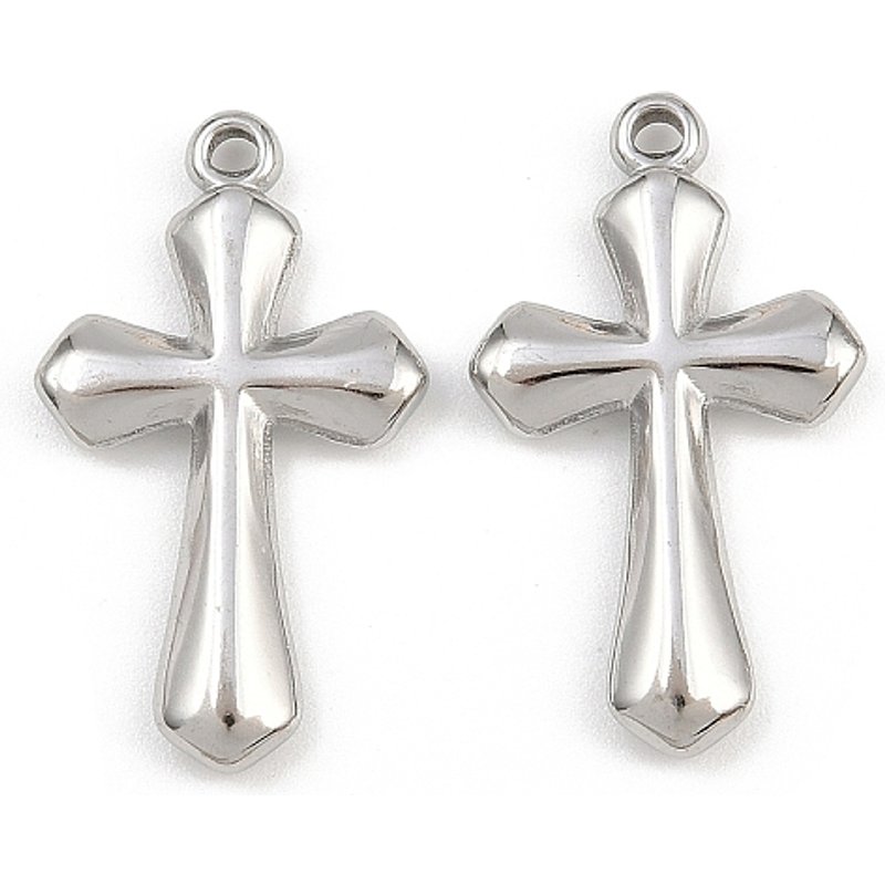 304 Stainless Steel Cross Charms, 27.5x16x3.5mm — Charms & Pendants