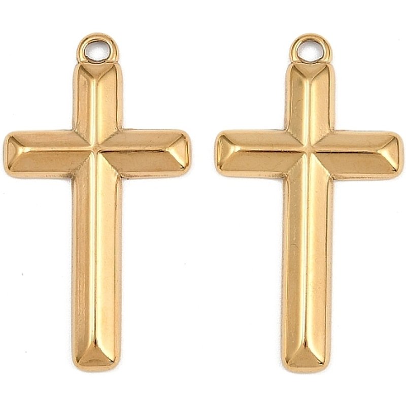 Pendentifs en Acier Inoxydable 304 avec Charms Croix en Plaqué Or 18K — Breloques et pendentifs