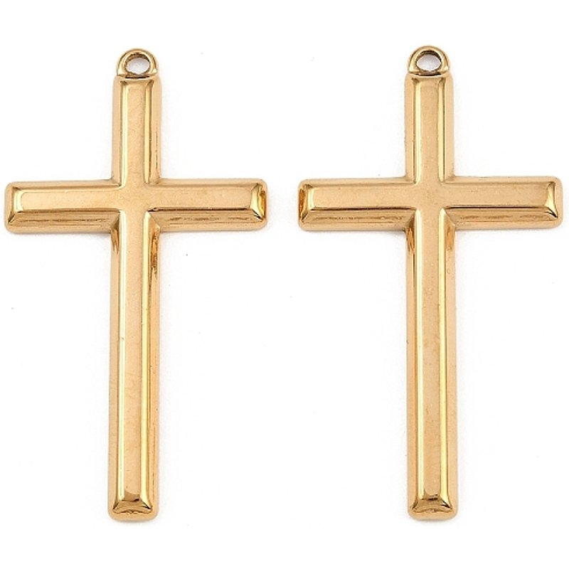 Charmes en croix en acier inoxydable 304, plaqué or 18K, 41x22mm — Breloques et pendentifs
