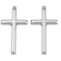 304 Stainless Steel Cross Charms Pendant, 41x22x3mm