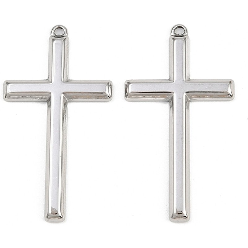 Pendentif Croix en Acier Inoxydable 304, 41x22x3mm — Breloques et pendentifs