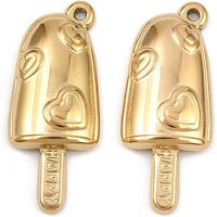 304 Stainless Steel Ice Cream Charms - 18K Gold Plated