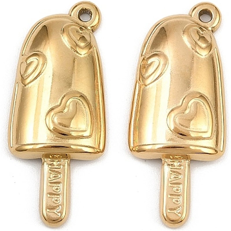 Pendentifs en acier inoxydable 304 - Charms de crème glacée plaqués or 18K — Breloques et pendentifs