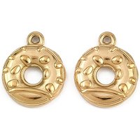 304 Stainless Steel Donut Charms with 18K Gold Plating
