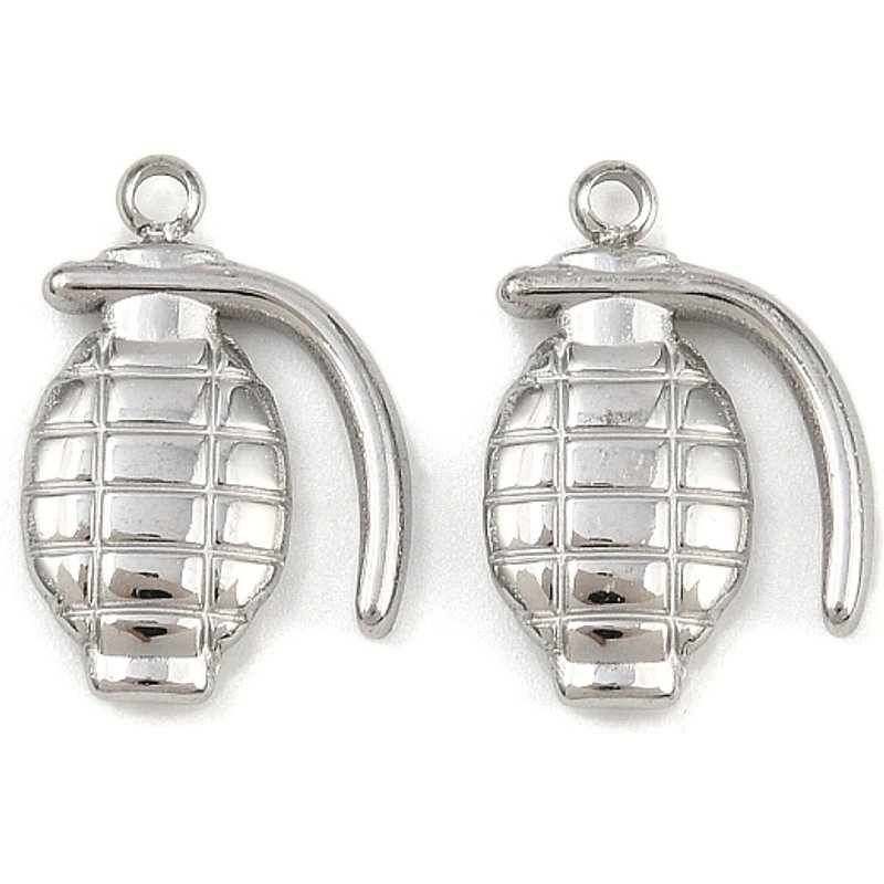 Charmes en acier inoxydable 304, forme de grenade, 18.5x13x3.5mm — Breloques et pendentifs
