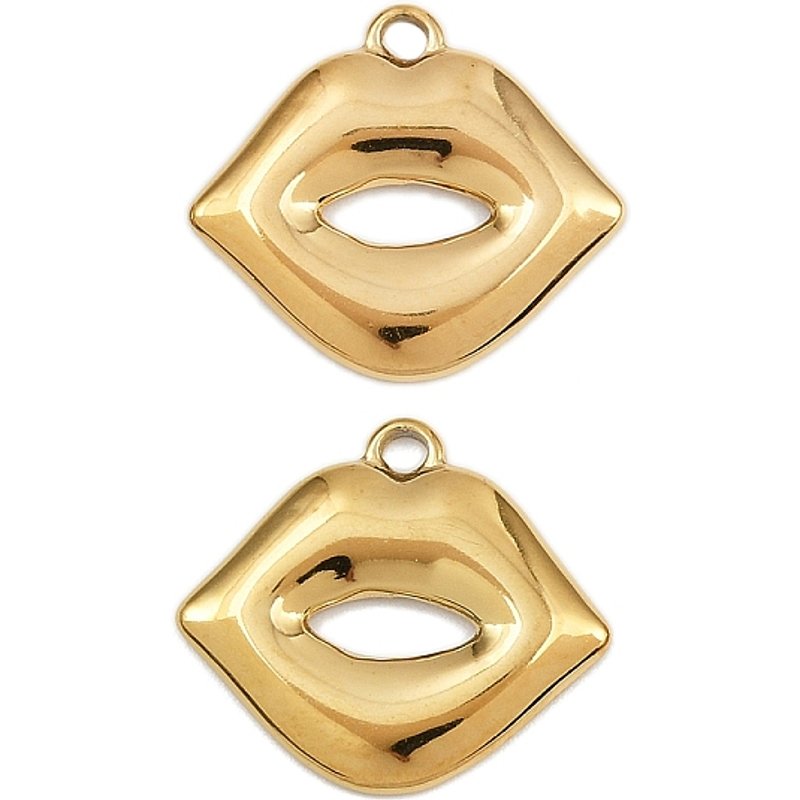 Charms à lèvres en acier inoxydable 304 avec plaquage en or 18K — Breloques et pendentifs