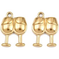 304 Stainless Steel Wine Glass Charms, 18K Gold Plated