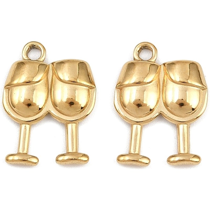 Charms de Verre à Vin en Acier Inoxydable 304, Plaqué Or 18K — Breloques et pendentifs