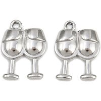 304 Stainless Steel Wine Glass Charms, 17x12.5mm