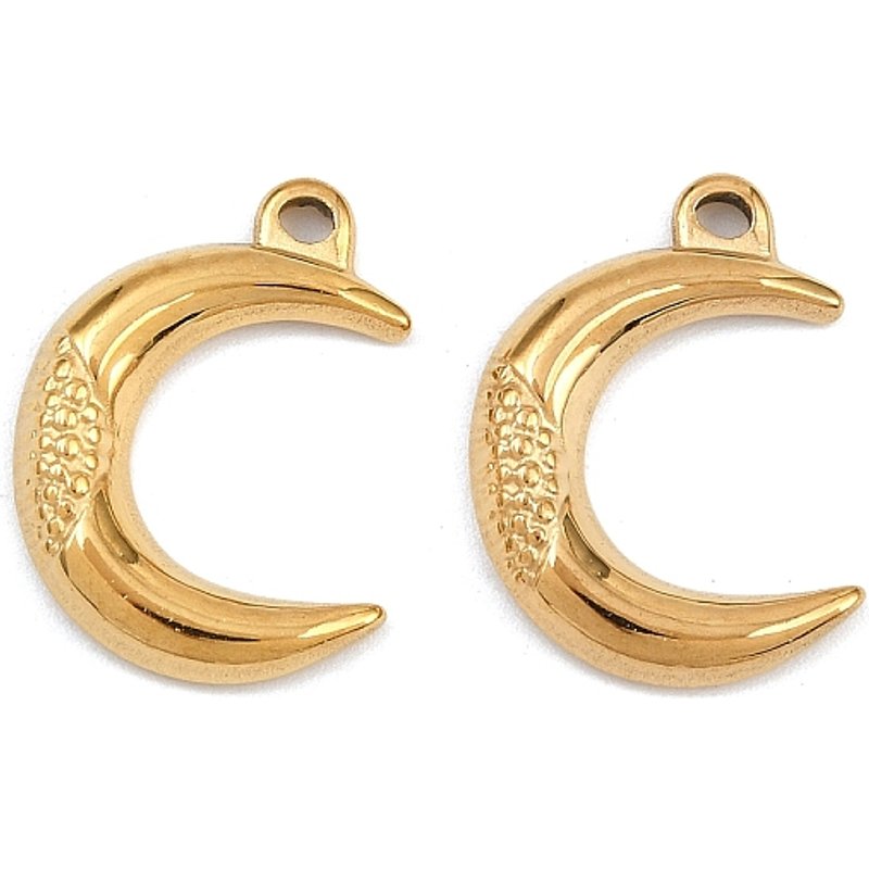 Charmes de Lune en Acier Inoxydable 304 avec Plaquage en Or 18K — Breloques et pendentifs