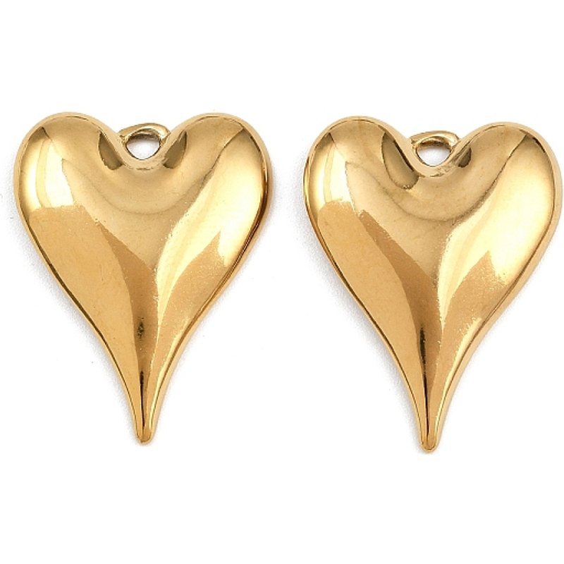 Breloques en Acier Inoxydable 304 en Forme de Cœur avec Plaquage en Or 18K — Breloques et pendentifs