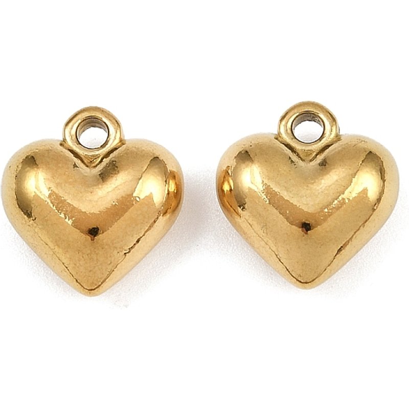 Charms en Acier Inoxydable 304 en Forme de Cœur avec Plaquage en Or 18K — Breloques et pendentifs