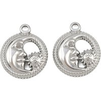 304 Stainless Steel Moon and Sun Charms, 21.5x18x3mm